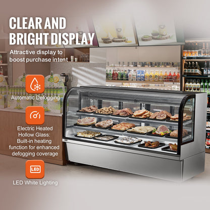 Refrigerated Display Case, 32 Cu.Ft./901L Large Pastry Display Case, 4-Tier Commercial Display Refrigerator with LED Lighting, Downdraft Cooling, Movable with Casters, for Bakery