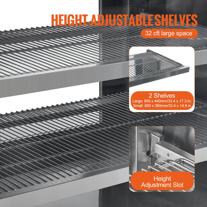 Refrigerated Display Case, 32 Cu.Ft./901L Large Pastry Display Case, 4-Tier Commercial Display Refrigerator with LED Lighting, Downdraft Cooling, Movable with Casters, for Bakery