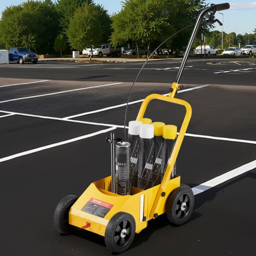 Striping Line Marking Machine, 610 x 330 x 900 mm, 4-Wheel, Heavy Duty Striping Line Machine with 56-102 mm Adjustable Width, Make Clear Edge Line for Roads, Parking Lots, Sports Field, Yellow