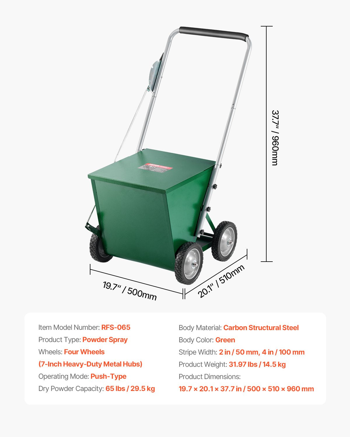 Dry Line Marker, 4-Wheel, 2 or 4 in Lines, Field Dry Line Chalker, Adjustable Line Marker, with Rubber Adjustment Handle, 65 lbs Large Powder Capacity, for Baseball and Softball Infield, Green