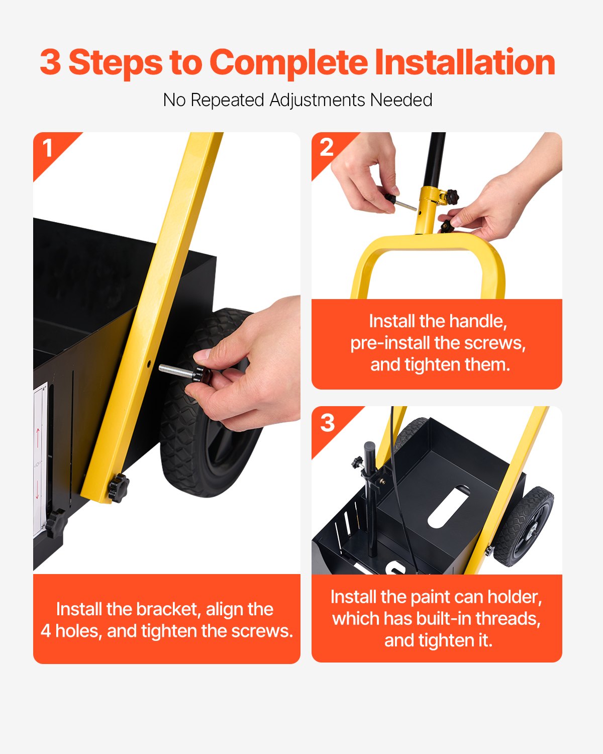 Striping Line Marking Machine, 24 x 13 x 35.4 in, 4-Wheel, Heavy Duty Striping Line Marking Machine, Striping Line Machine with Adjustable Width, for Roads, Parking Lots, Sports Field, Black