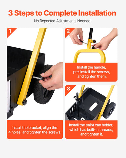 Striping Line Marking Machine, 24 x 13 x 35.4 in, 4-Wheel, Heavy Duty Striping Line Marking Machine, Striping Line Machine with Adjustable Width, for Roads, Parking Lots, Sports Field, Black