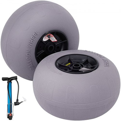 Beach Balloon Wheels, 33 cm Replacement Sand Tires, TPU Cart Tires for Kayak Dolly, Canoe Cart and Buggy w/ Free Air Pump, 2-Pack