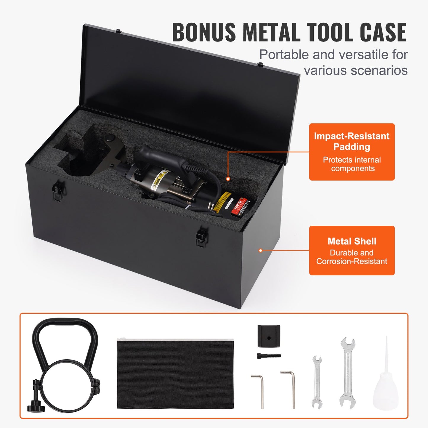Elektrisk hydraulisk armeringsbockningsmaskin, 2000W bärbar armeringsbockningsmaskin, bockar upp till 1,26 tum (20-32 mm) inom 5 sekunder, högpresterande armeringsbockningsmaskin för stål med verktygsväska och oljekanna, svart NRB-32