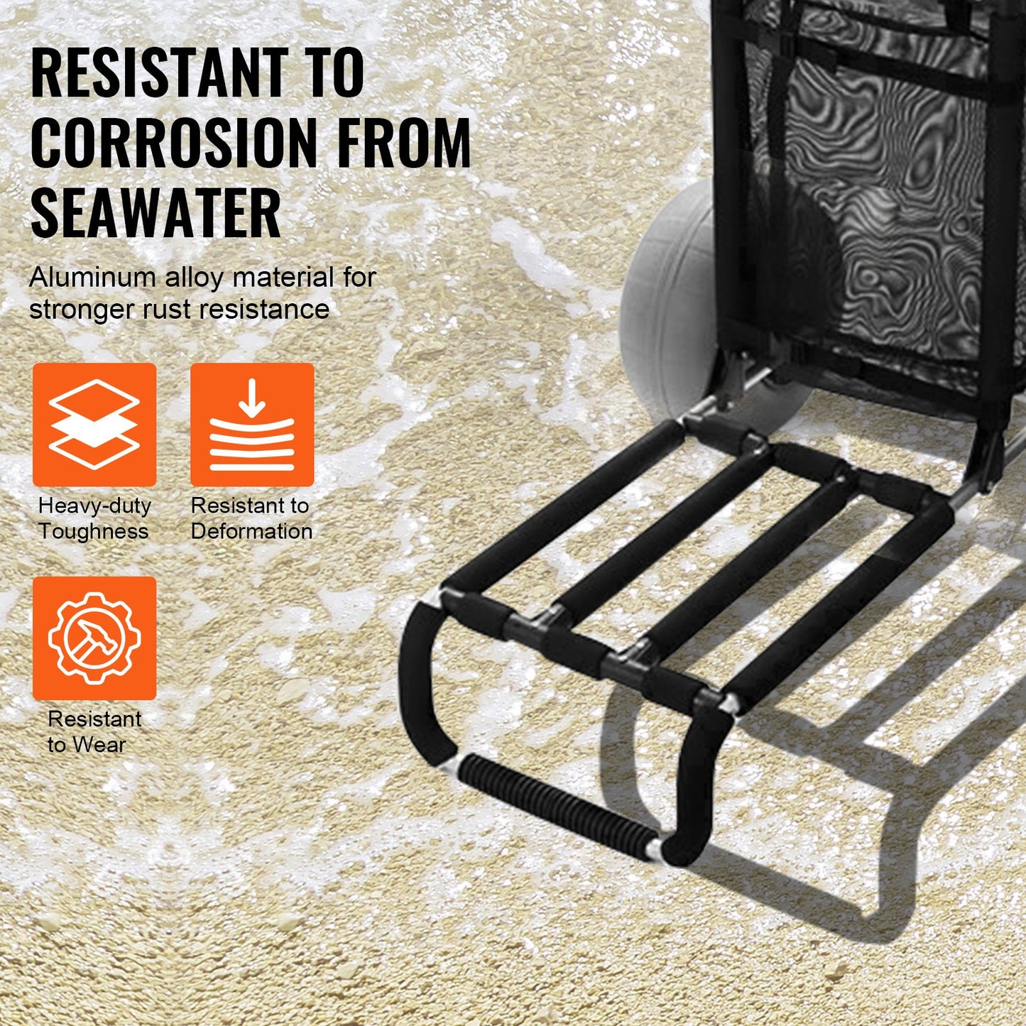 Strandvagn med stora hjul för sand, lastdäck 74 x 38 cm, med 30 cm ballonghjul, lastkapacitet 74 kg, hopfällbar sandvagn och justerbar höjd på 64 till 112 cm, kraftig strandvagn