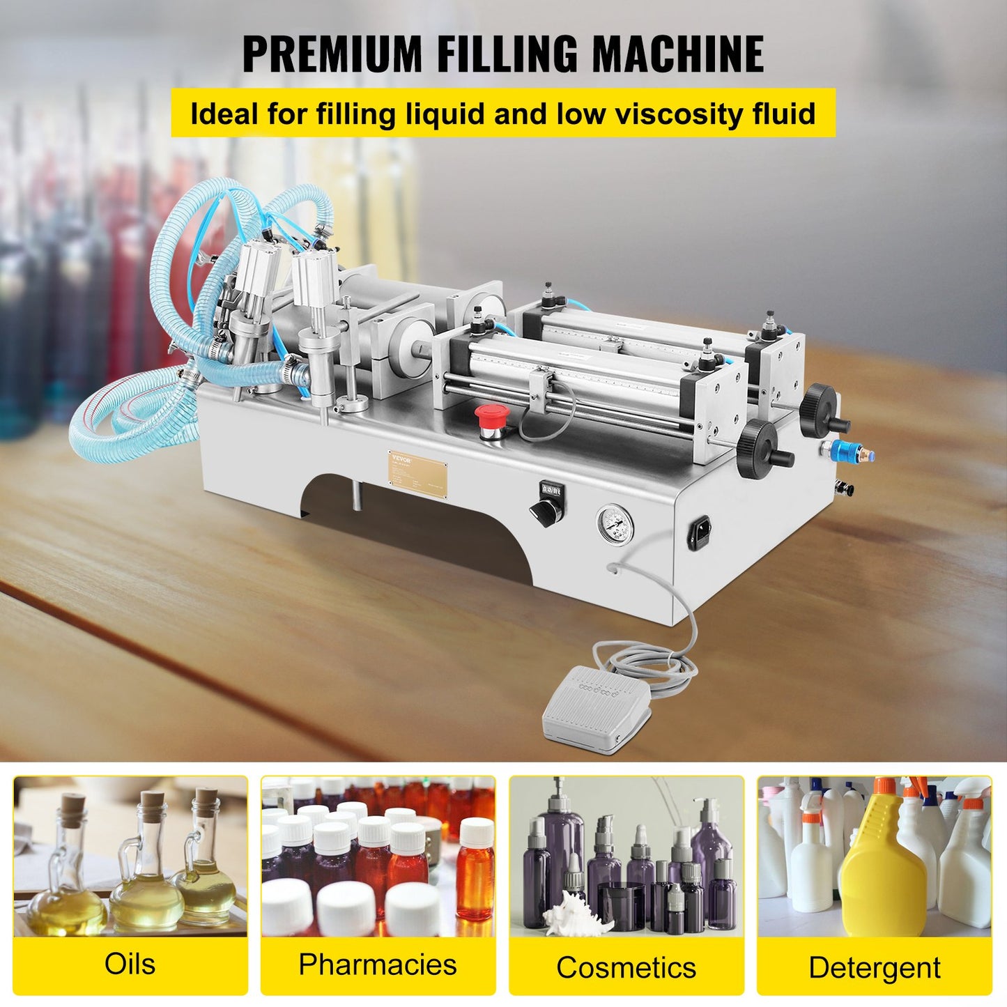 100-1000ml Pneumatic Liquid Filling Machine Two Nozzles Bottle Filler for Liquid Juice Filler for Liquid