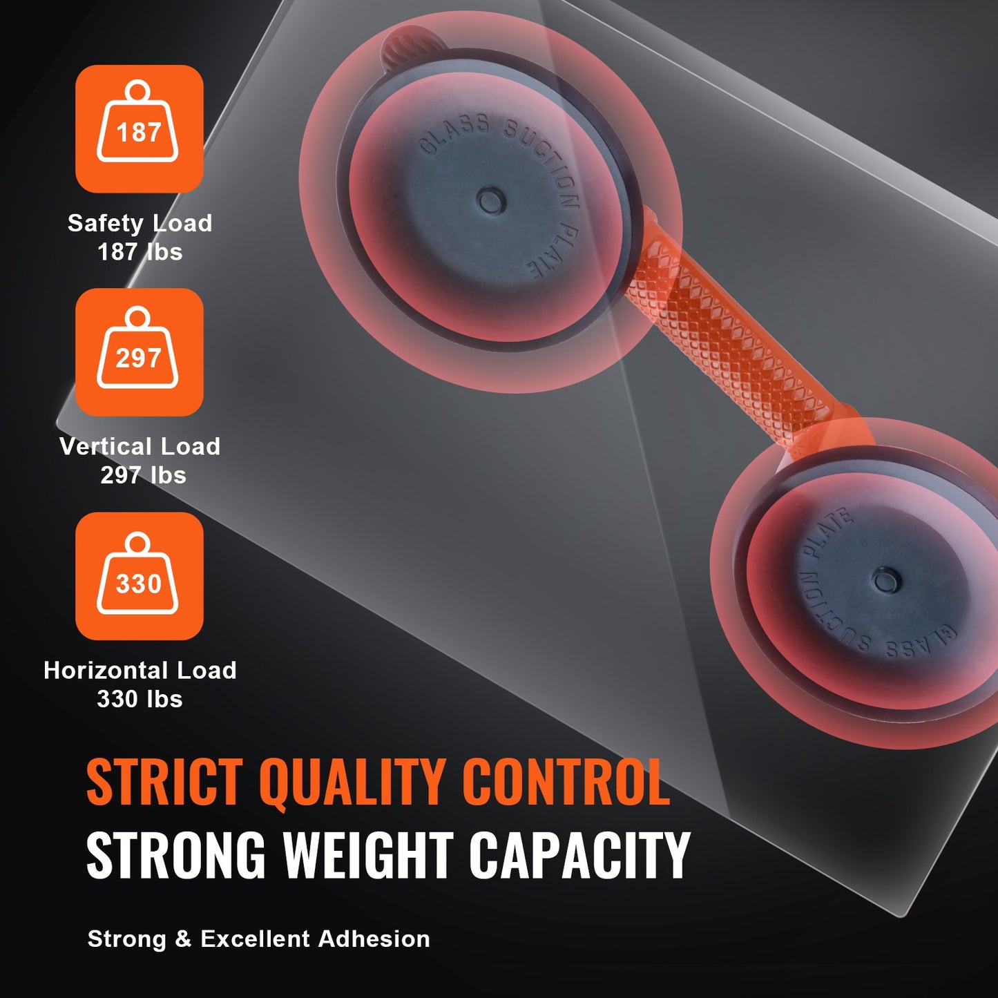 Glass Suction Cup, 11.9 cm 2 Pack 149.7 kg Load Capacity, Vacuum Suction Cup with Aluminum Handle, Heavy Duty Industrial Suction Cup Lifter Tool for Glass, Granite, Tile, Metal, Wood Panel Lifting