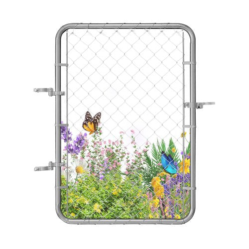 Kedjelänkstaketgrind, 32 x 46 tum, justerbar kedjelänkstaketpanel, passar 2-6 fot (B) x 4 fot (H) trädgårdsgrindöppning, rostbeständig galvaniserad staketgrind för gårdsstolpar ingår ej