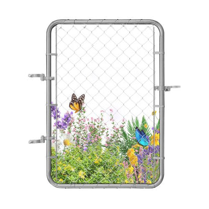 Kedjelänkstaketgrind, 32 x 46 tum, justerbar kedjelänkstaketpanel, passar 2-6 fot (B) x 4 fot (H) trädgårdsgrindöppning, rostbeständig galvaniserad staketgrind för gårdsstolpar ingår ej