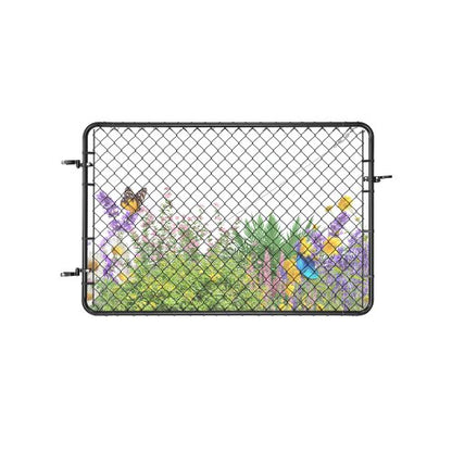 Kedjelänkstaket, 72 x 48 tum, justerbar kedjelänkstaketpanel, passar 2,2-6 fot (B) x 6 fot (H) trädgårdsgrindöppning, staketgrind med plastbeläggning, för Farm Black, stolpar ingår ej