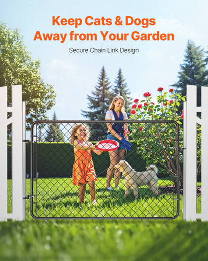Kedjelänkstaket, 72 x 48 tum, justerbar kedjelänkstaketpanel, passar 2,2-6 fot (B) x 6 fot (H) trädgårdsgrindöppning, staketgrind med plastbeläggning, för Farm Black, stolpar ingår ej