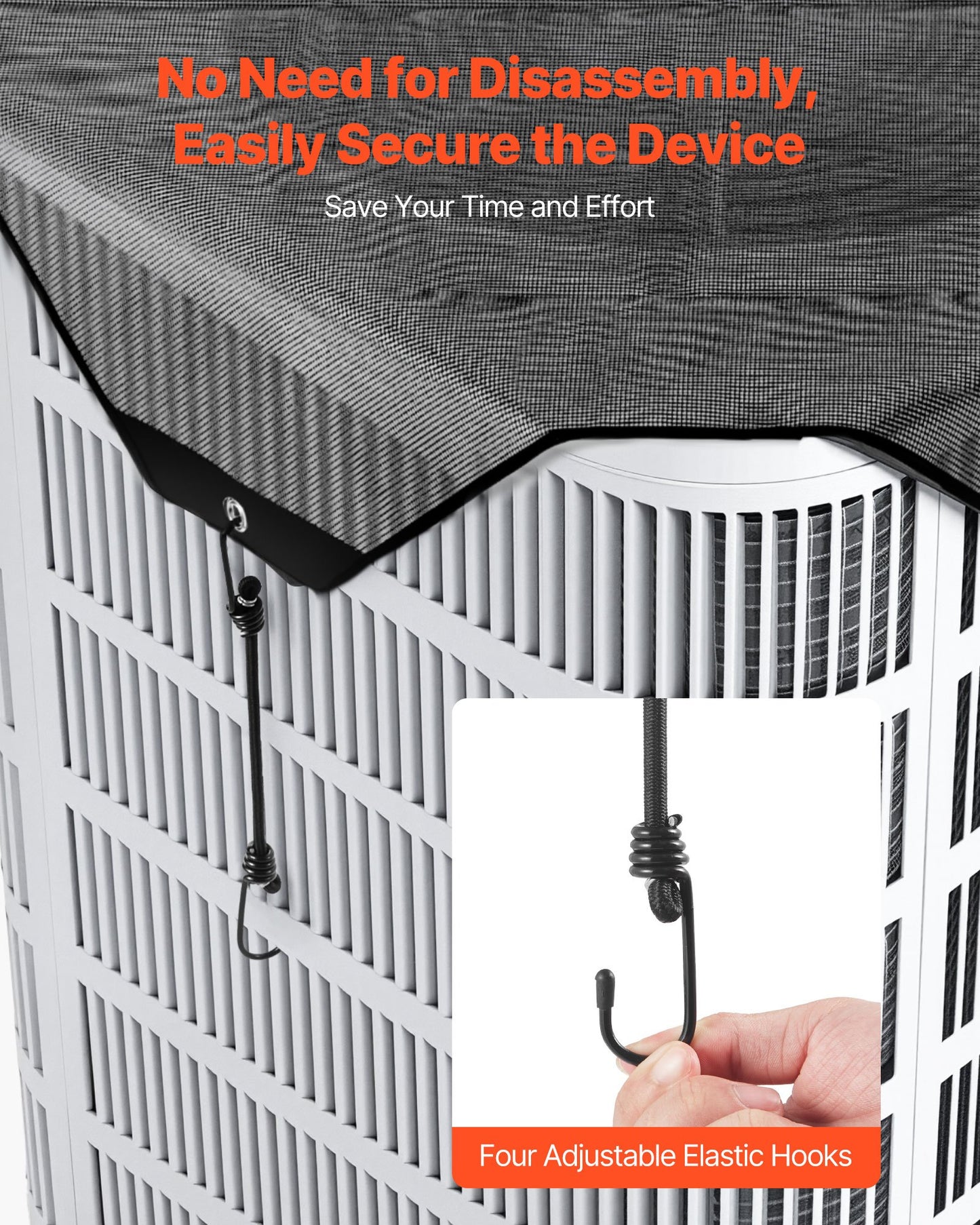 Air Conditioner Cover for Outside Units, 810 x 810 mm Central AC Cover for Air Conditioning Unit, Top Universal Mesh Defender Tear-Resistant Easy Install for Outdoor Outside All Seasons, Black