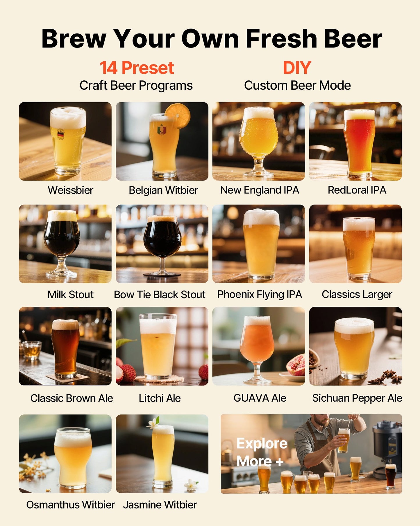 Automatisk hembryggare, 13L allt-i-ett hembryggmaskin, 1500W elektrisk ölbryggmaskin med mäskkokningsenhet, innertank i 304 rostfritt stål, automatisk temperatur- och tryckkontroll