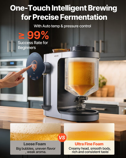 Automatisk hembryggare, 13L allt-i-ett hembryggmaskin, 1500W elektrisk ölbryggmaskin med mäskkokningsenhet, innertank i 304 rostfritt stål, automatisk temperatur- och tryckkontroll
