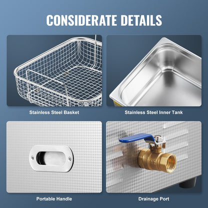 Ultrasonic Cleaner, 15L Professional 360W Cleaning Machine with Timer & Heater, 40kHz Digital Ultrasonic Cleaner with Basket for Watch Glasses Jewelry Retainer Industrial Parts Tools