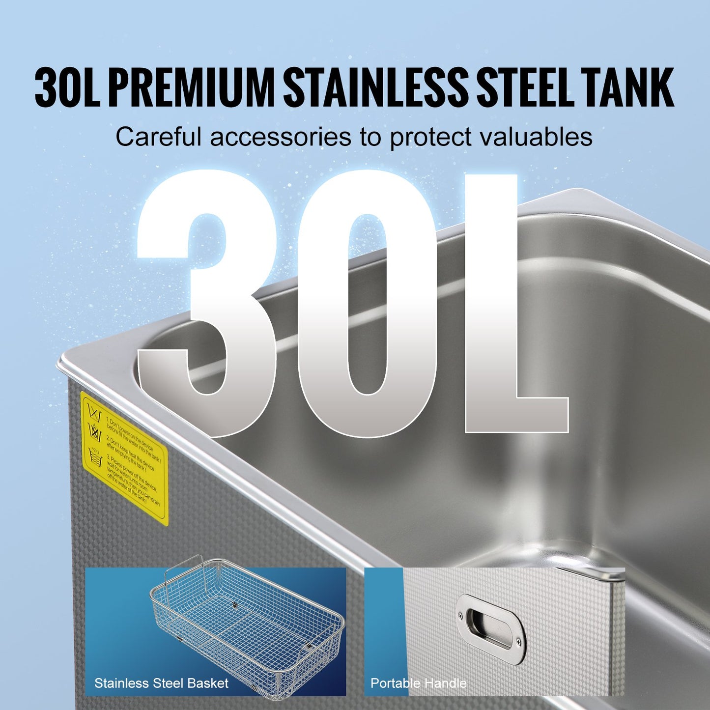 Ultraljudsrengöring med digital timer och värmare, professionell ultraljudsrengöring för smycken, uppvärmd rengöringsmaskin i rostfritt stål för glasögon, urringar, smådelar, kretskort (30L)