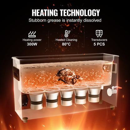 10L Ultrasonic Gun Cleaner, 300W Professional Ultra Sonic Cleaning Machine with Timer & Heater, 40kHz Digital Ultrasonic Cleaner with Basket for Gun Parts, Bullets, Military Supplies