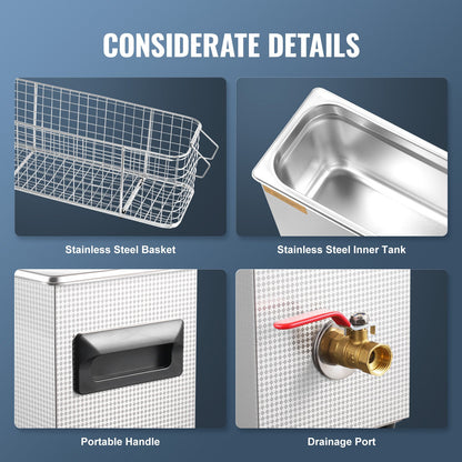 10L Ultrasonic Gun Cleaner, 300W Professional Ultra Sonic Cleaning Machine with Timer & Heater, 40kHz Digital Ultrasonic Cleaner with Basket for Gun Parts, Bullets, Military Supplies