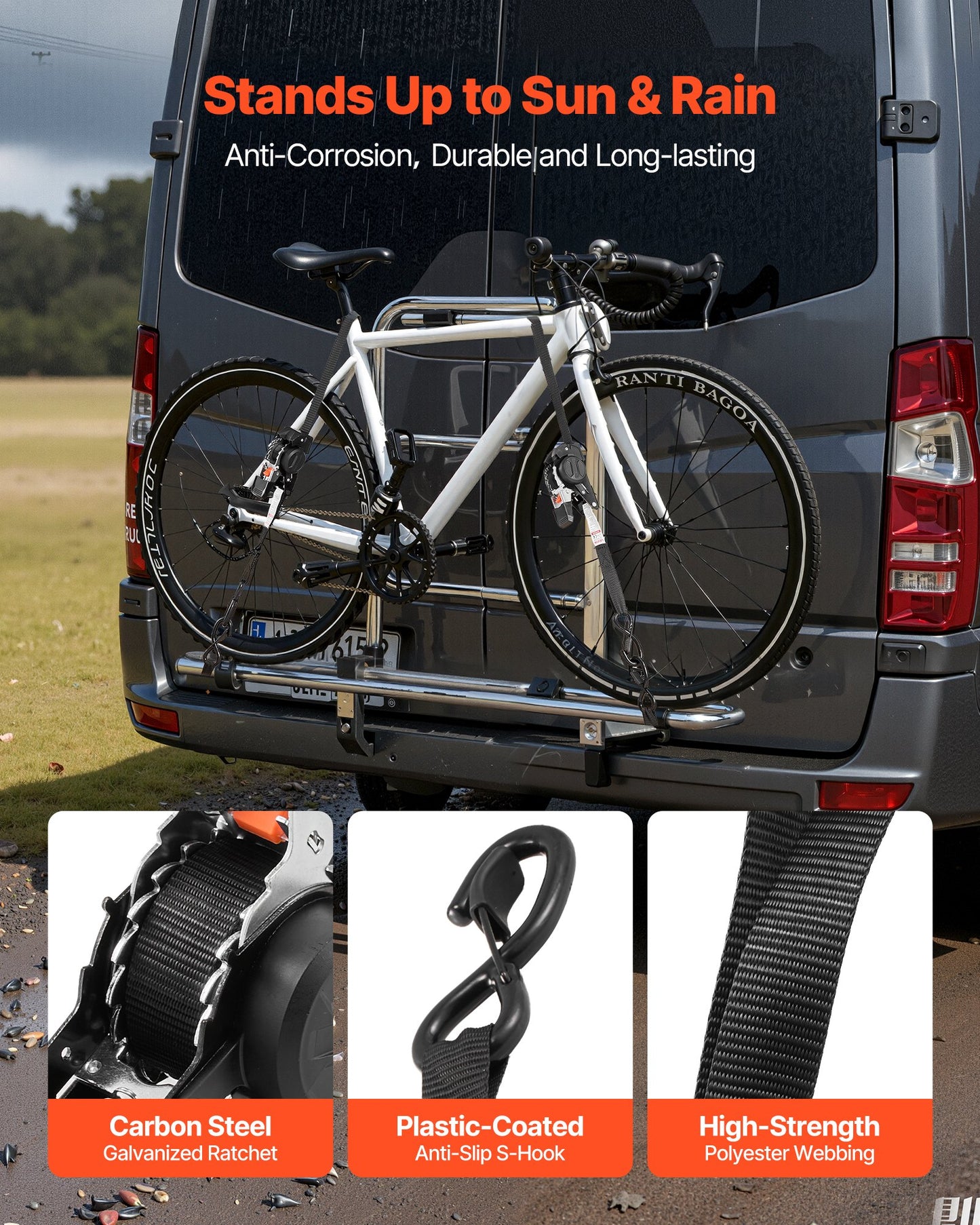 Retractable Ratchet Straps, 25.4 mm x 3 m, Tie Down Straps with S Hooks, 544 kg Break Strength, 4 Soft Loops, Tie Down Ratcheting for Moving, Trailers, Motorcycles, Kayaks, Car Roof, 4 Pack