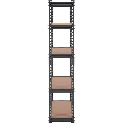 Förvaringshylla, justerbar i 5 våningar, 900 kg kapacitet, kraftiga garagehyllor i metall, verktygsställ, svart, 76 cm L x 30 cm B x 152 cm H för kök, skafferi, källare, badrum, tvättstuga