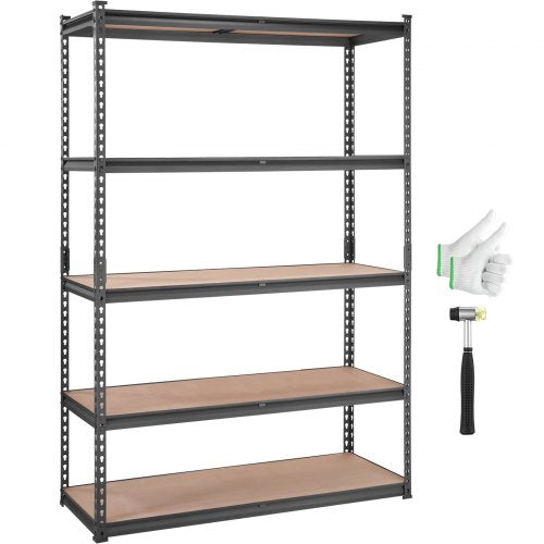 Storage Shelving Unit, 5-Tier Adjustable, 2000 lbs Capacity, Heavy Duty Garage Shelves Metal Organizer Utility Rack, Black, 18" D x 48" W x 72" Hfor Kitchen Pantry Basement Bathroom Laundry