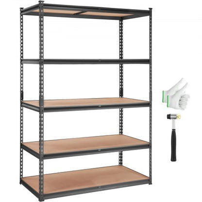 Storage Shelving Unit, 5-Tier Adjustable, 2000 lbs Capacity, Heavy Duty Garage Shelves Metal Organizer Utility Rack, Black, 48" L x 24" W x 72" H for Kitchen Pantry Basement Bathroom Laundry