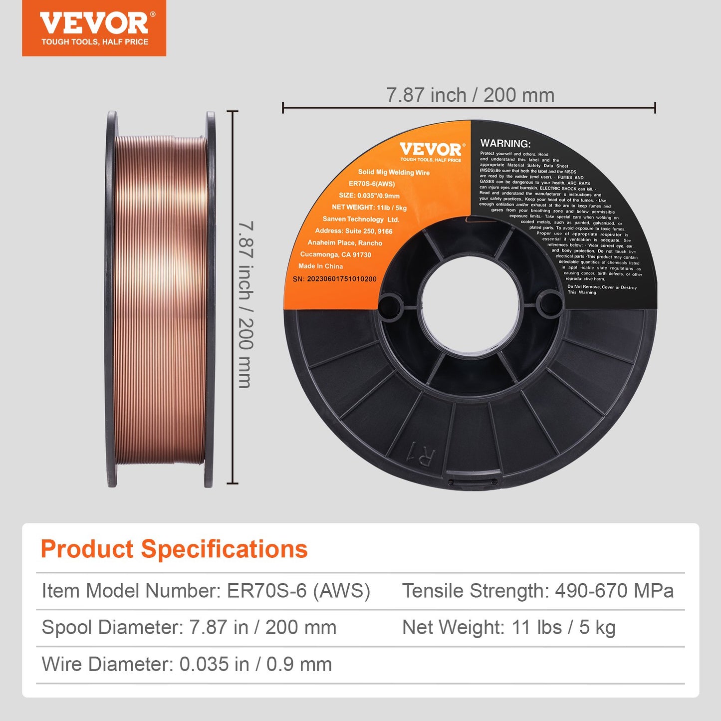 Solid MIG Welding Wire ER70S-6 0.9mm 5.0kg Mild Steel MIG Welding Wire