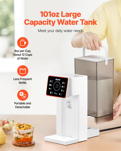 Instant Hot Water Dispenser, Countertop Boiling Water Dispenser with Adjustable 6 Temps & 8 Water Volumes, 101oz(3L) Removable Water Tank, Quick Heating with Touchscreen & Child Lock for Home