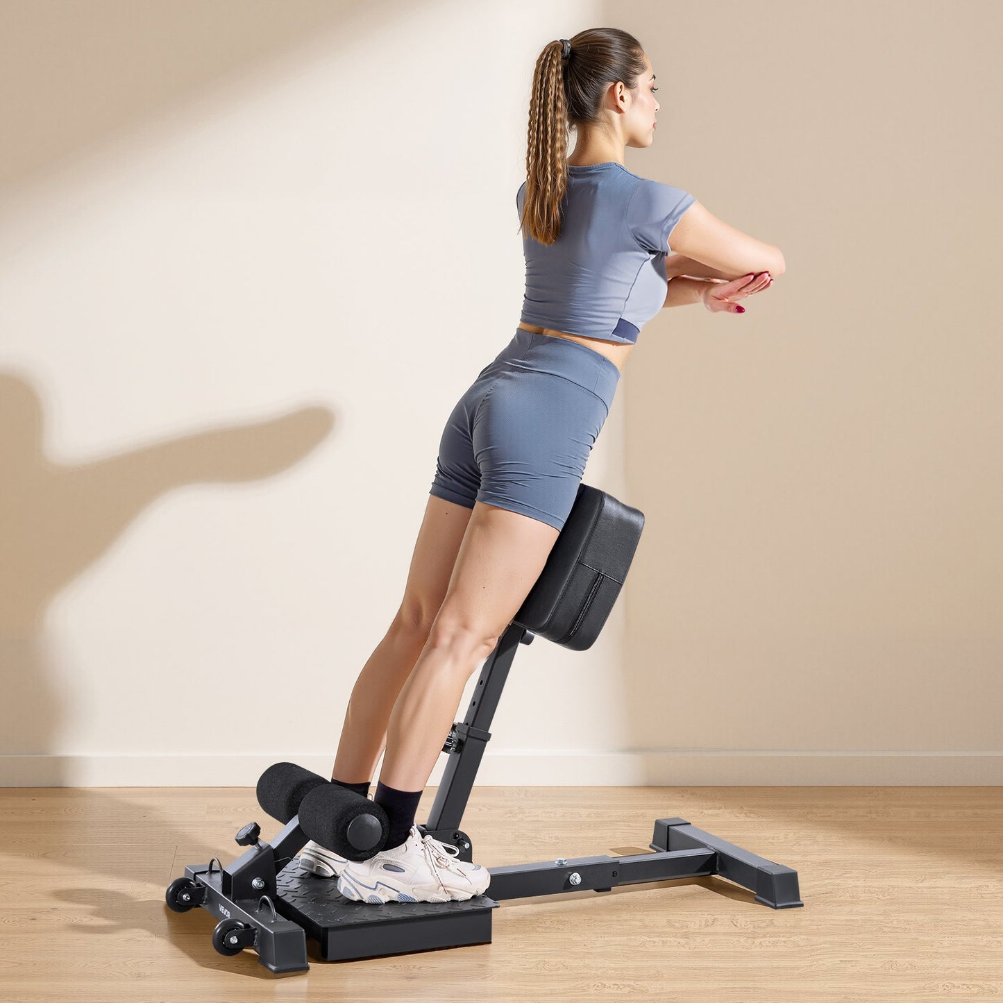 Sissy Squat Machine, Multifunktionell Djup Sissy Squat Bänk för Benmuskelträning, Enkel Uppställning &amp; Hopfällbar Core Midja &amp; Glute Träningsutrustning, Benträningsmaskin för Hemmagym, Svart