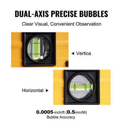 Magnetisk torpedvattenpass, 600 mm, LED-bakgrundsbelyst skärm, mekanisk bubbellibelllinjal för 0-360 grader, gravitationssensor, aluminiumlegering, vattenpassverktyg med fönster, stöttålig för VVS, trä