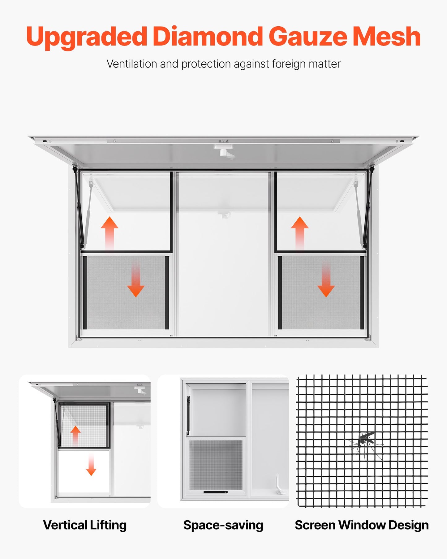 Koncessionsfönster 152x92 cm, servicefönster i aluminiumlegering för food truck, upp till 85 graders stående serveringfönster med 6 skjutbara fönster, markisdörr och dragkrok, för koncessionsvagnar