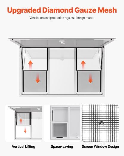 Koncessionsfönster 152x92 cm, servicefönster i aluminiumlegering för food truck, upp till 85 graders stående serveringfönster med 6 skjutbara fönster, markisdörr och dragkrok, för koncessionsvagnar
