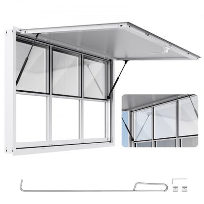 Koncessionsfönster 152x92 cm, servicefönster i aluminiumlegering för food truck, upp till 85 graders stående serveringfönster med 6 skjutbara fönster, markisdörr och dragkrok, för koncessionsvagnar