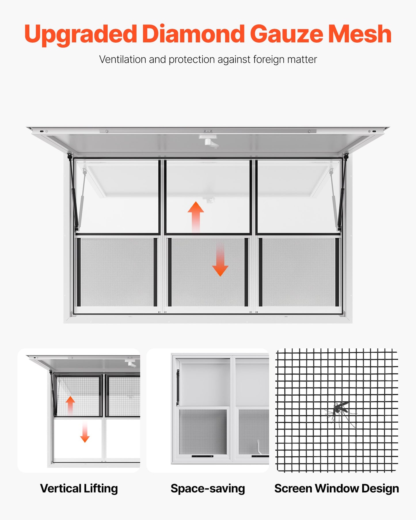 Koncessionsfönster 152x92 cm, servicefönster i aluminiumlegering för food truck, upp till 85 graders stående serveringfönster med 6 skjutbara fönster, markisdörr och dragkrok, för koncessionsvagnar