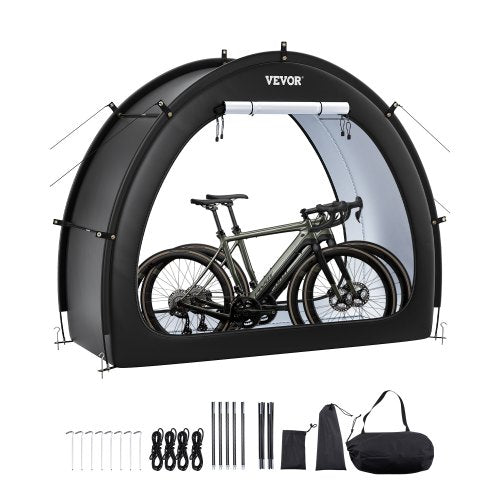 Bike Storage Tent, 1 to 2 Bikes, Outdoor Spacious Bike Storage Tent with Ventilated Window, Waterproof Fan-Shaped Bike Tent with High Strength Fiberglass & Dual Zippers, Fit for Bicycle