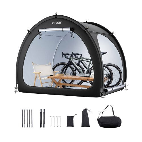 Bike Storage Tent, 4 to 5 Bikes, Outdoor Spacious Bike Storage Tent with Ventilated Window, Waterproof Fan-Shaped Bike Tent with High Strength Fiberglass & Double Door, Fit for Bicycle