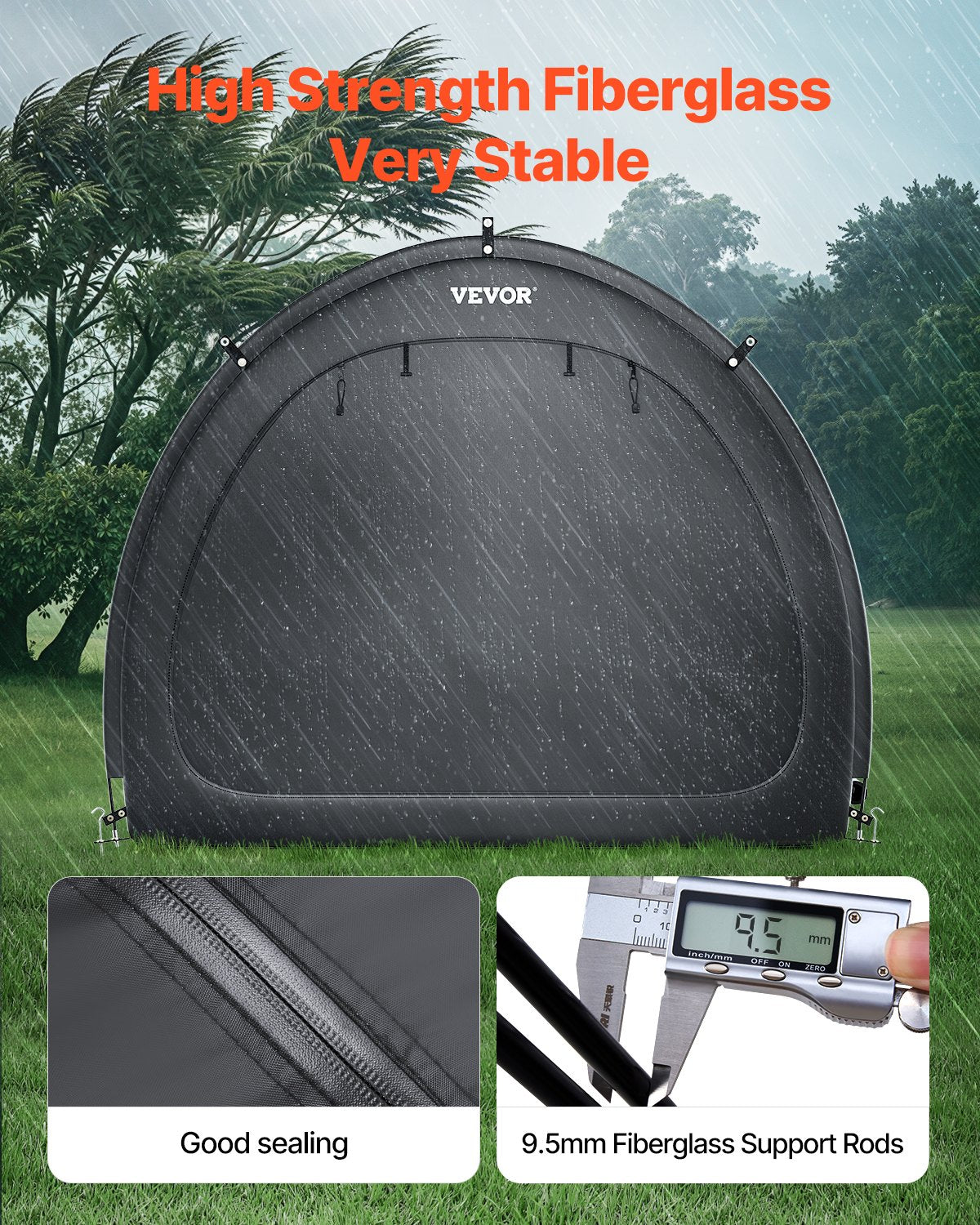 Bike Storage Tent, 4 to 5 Bikes, Outdoor Spacious Bike Storage Tent with Ventilated Window, Waterproof Fan-Shaped Bike Tent with High Strength Fiberglass & Double Door, Fit for Bicycle