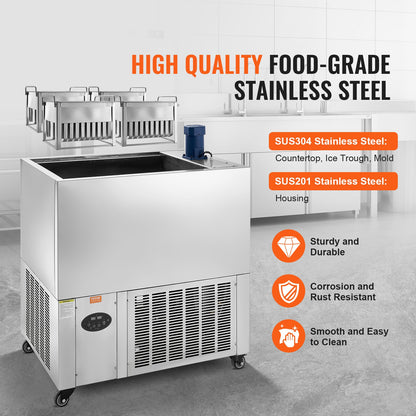 Kommersiell glassmaskin, set med 4 formar - 120 delar isglassmaskin, kommersiell glassmaskin i rostfritt stål, glassmaskin med ispinnar för barer, kaféer, Milktea-butiker (30 delar / formset)