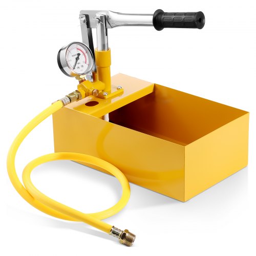 Hydrostatic Test Pump, Max 25 bar/362 PSI, Single Valve Hydraulic Manual Water Pressure Tester Kit with Gauge 5L Water Tank, 1 m Hose with 1.27 cm External Thread Connector for Pipeline