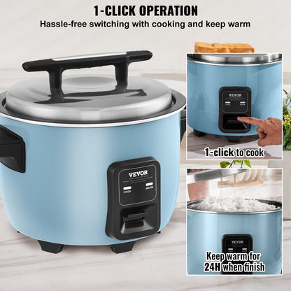 Commercial Rice Cooker, 60-Cup Rice Cooker, 13 Liter Large Rice Cooker and Warmer with Nonstick Inner Pot, Fast Cooking and 24-Hour Keep Warm, with Rice Cup and Paddle, for Restaurant