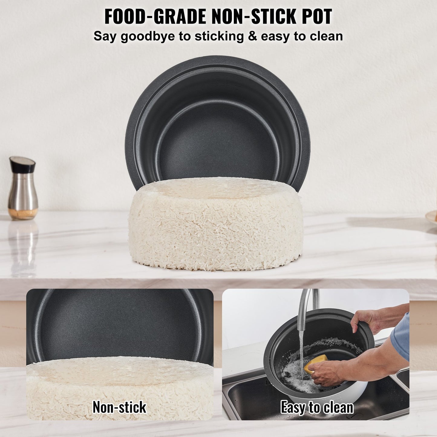 Commercial Rice Cooker, 40-Cup Rice Cooker, 8 Liter Large Rice Cooker and Warmer with Nonstick Inner Pot, Fast Cooking and 24-Hour Keep Warm, with Rice Cup and Paddle, for Restaurant