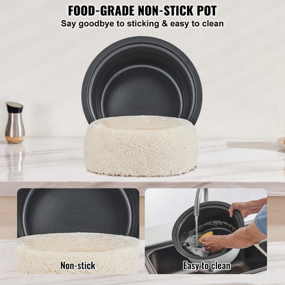 Commercial Rice Cooker, 40-Cup Rice Cooker, 8 Liter Large Rice Cooker and Warmer with Nonstick Inner Pot, Fast Cooking and 24-Hour Keep Warm, with Rice Cup and Paddle, for Restaurant