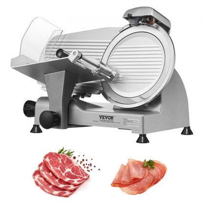 Meat Slicer, 340W Electric Deli Food Slicer with 25.4 cm SUS420 Stainless Steel Blade and Built-in Sharpening Stone, 0-0.6 inch Adjustable Thickness for Commercial and Home Use, Cut Meat and Cheese