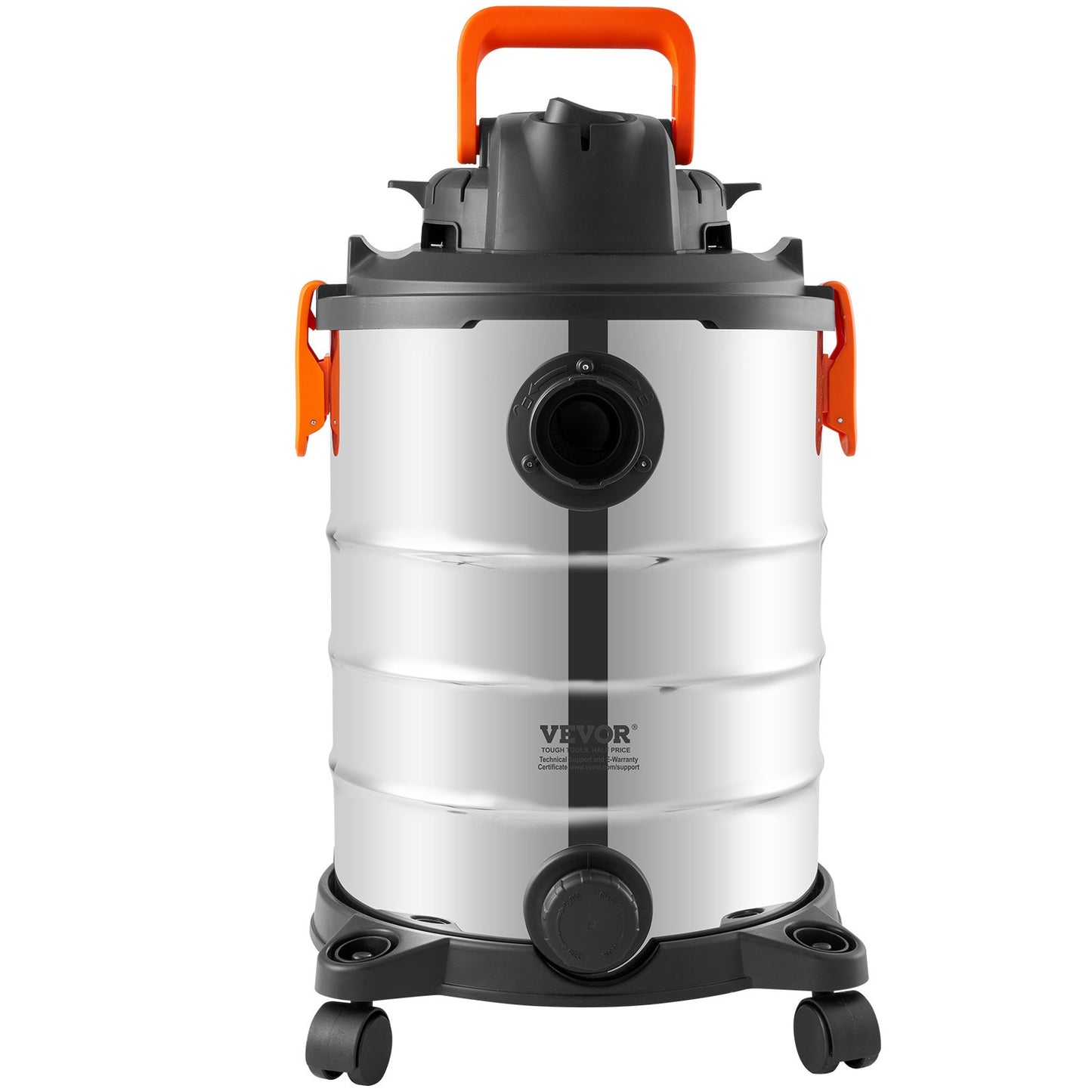 Våt- och torrdammsugare i rostfritt stål, 8 gallon, 6 peak hk, våt- och torrdammsugare, kraftfull sugfunktion med blåsfunktion och tillbehör, 2-i-1-munstycke för fogar, liten verkstadsdammsugare, perfekt för mattskräp, djurhår, bil