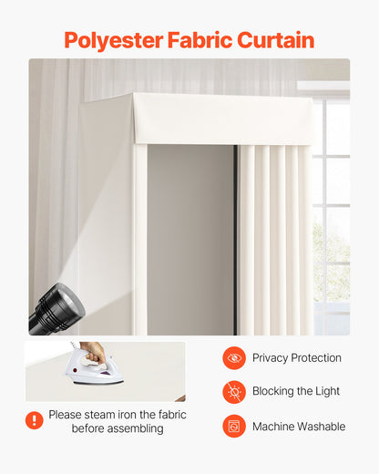 Provkammare, flyttbar omklädningsrum med tjocka gardiner, avskildhetsyta med hjul och en robust metallkrok, för butik, köpcentrum, skrädderi och utomhusbruk (99 x 99 x 204,5 cm, svart och beige)