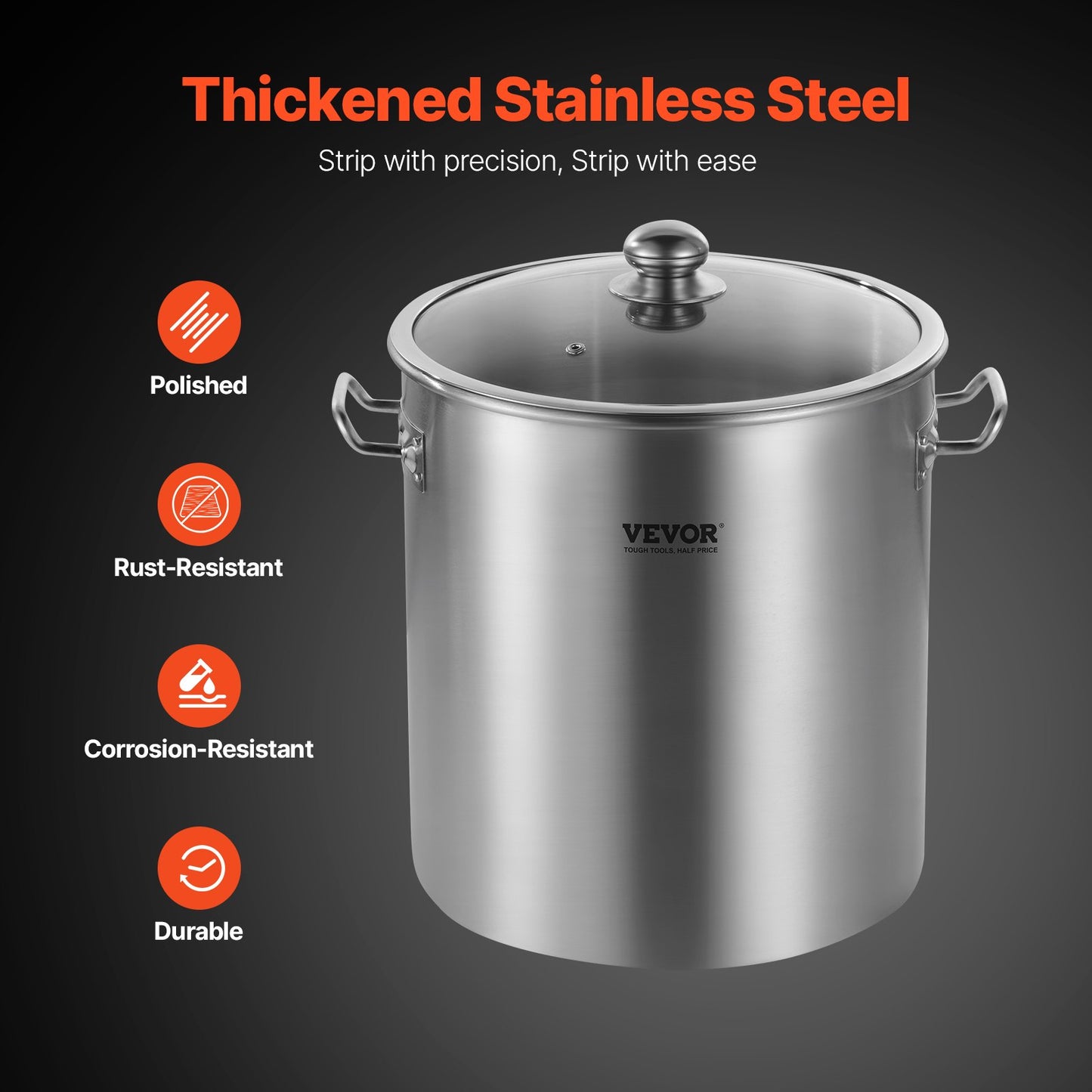 Stainless Steel Stockpot, 24 Quart Cooking Pots, Cookware Sauce Pot with Lid, and Handle, Heavy Duty Commercial Grade Stock Pot, Sanding Treatment, for Steaming Boiling or Frying Silver