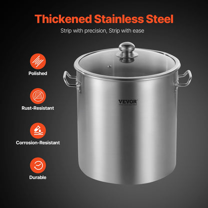 Stainless Steel Stockpot, 24 Quart Cooking Pots, Cookware Sauce Pot with Lid, and Handle, Heavy Duty Commercial Grade Stock Pot, Sanding Treatment, for Steaming Boiling or Frying Silver