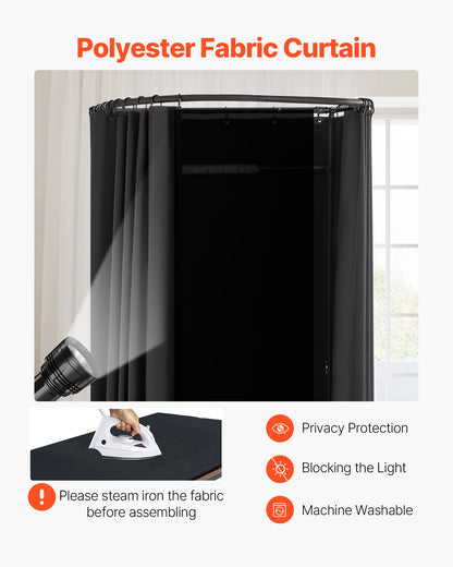 Provkammare, portabelt omklädningsrum med tjocka polyestergardiner, avskildhetsyta med skugggardin och krok, för butik, köpcentrum, skrädderi och utomhusaktiviteter 100 x 95 x 200 cm (svart)