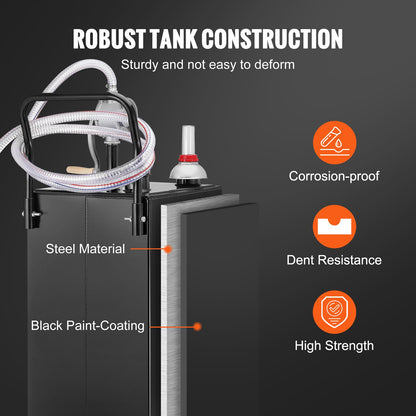 Bränslebehållare, 145 liter, bensintank på fyra hjul, med manuell överföringspump, bensin- och dieselbehållare för bilar, gräsklippare, fyrhjulingar, båtar, mer, svart