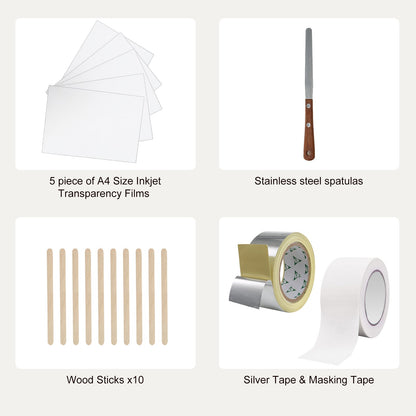 Screen Printing Kit, 2 Pieces Aluminum Silk Screen Printing Frames 8x10/10x14in 110 Count Mesh, 2 Tapes and Screen Printing Squeegees and Transparency Films for T-shirts DIY Printing